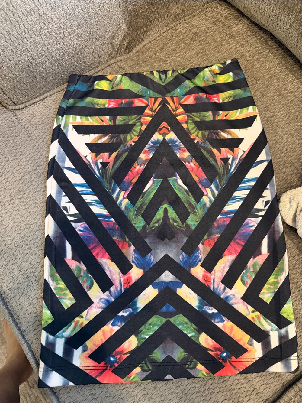 Multicolor Chevron-Print Pencil Skirt - Women's